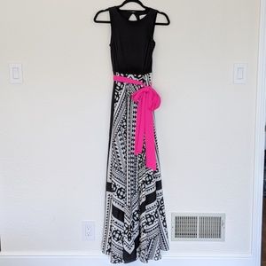 Eliza J Boatneck Belted Maxi Dress Black